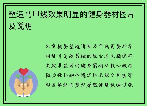 塑造马甲线效果明显的健身器材图片及说明